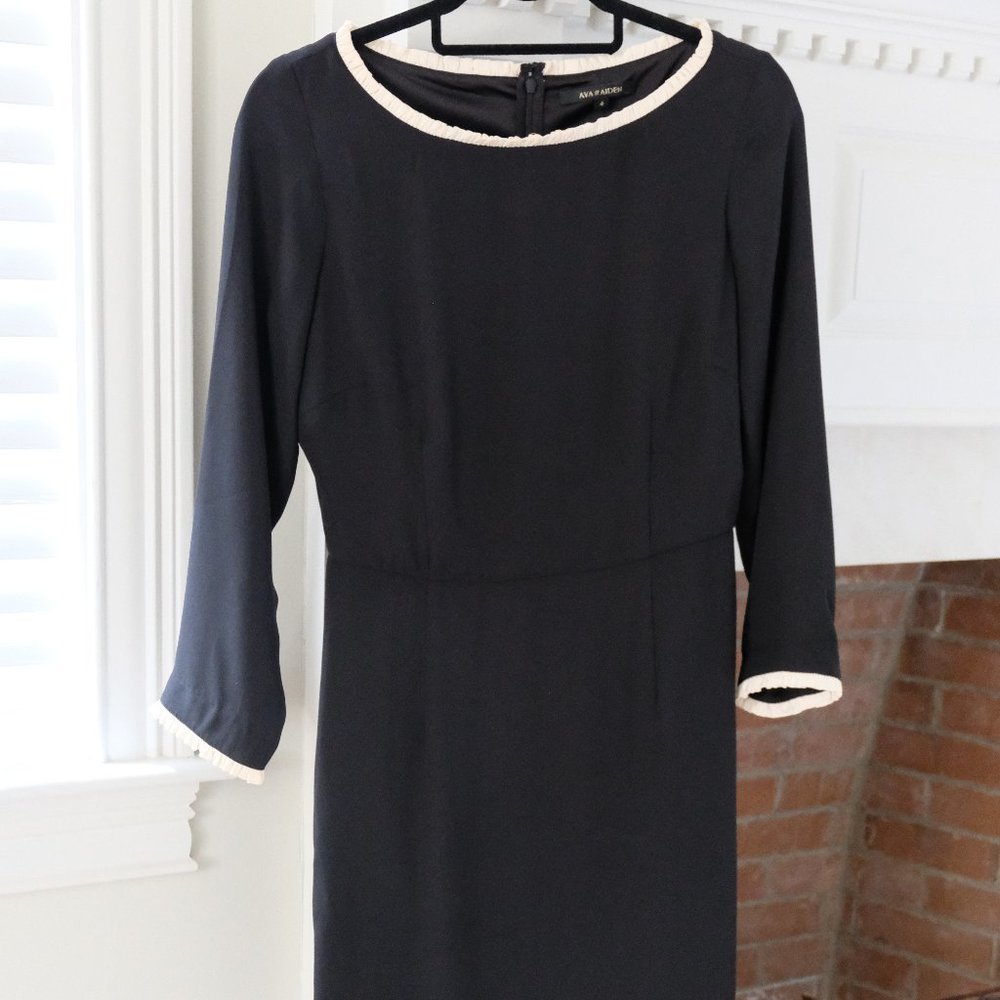Ava & Aiden Black & Cream Ruffle Dress, Size 4